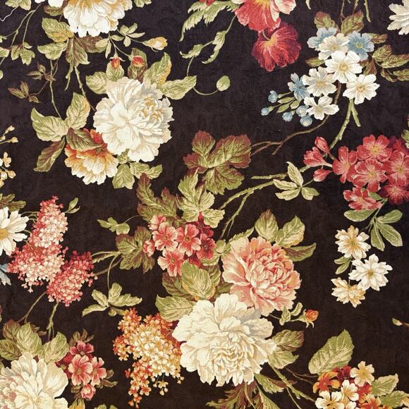 Richloom Floral Fabric 2 Yards / Pc Tapestry Upholstery Vintage Brown White Pink - Picture 11 of 15